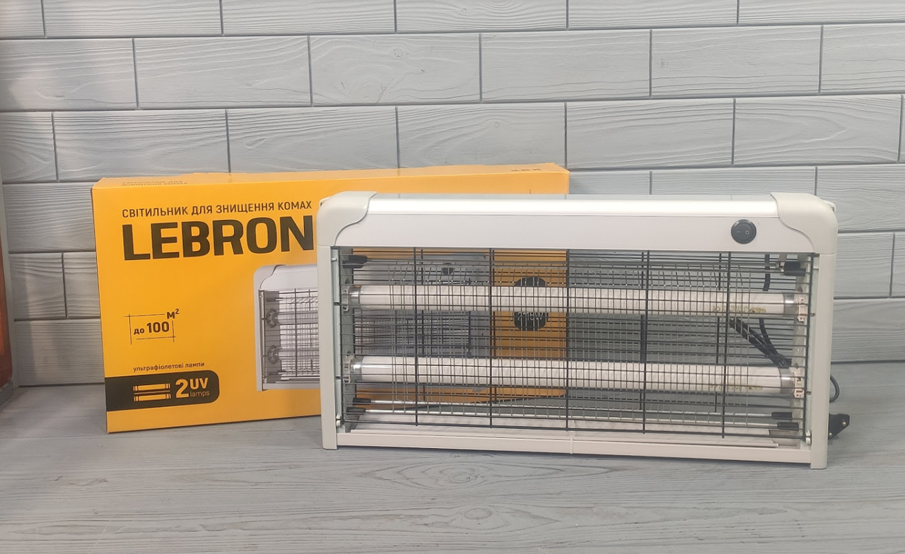 Світильник для знищення комах Lebron 2x15w до 100m2 Ультрафіолетова лампа від комарів та мух, фото 1