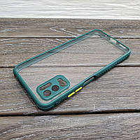 Протиударний чохол бампер для Poco M3 Pro зелений прозорий захист камери