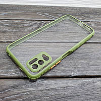 Протиударний чохол бампер для Poco M3 Pro хакі прозорий захист камери