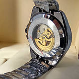 Механічні чоловічі наручні годинники скелетоны Rolex A222 Skeleton чорного кольору з автопідзаводом, фото 4