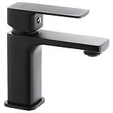 Змішувач для умивальника квадратний чорний Haiba Kubus Chr-001 Black (HB3928), фото 3