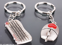 Набор=2шт=брелок на ключи металл серебристый компьютер мышка+ клавиатура подарок влюбленным программисту