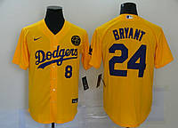 Жёлтая футболка Брайант номер 8 и 24 Nike Kobe Bryant Los Angeles Dodgers MLB
