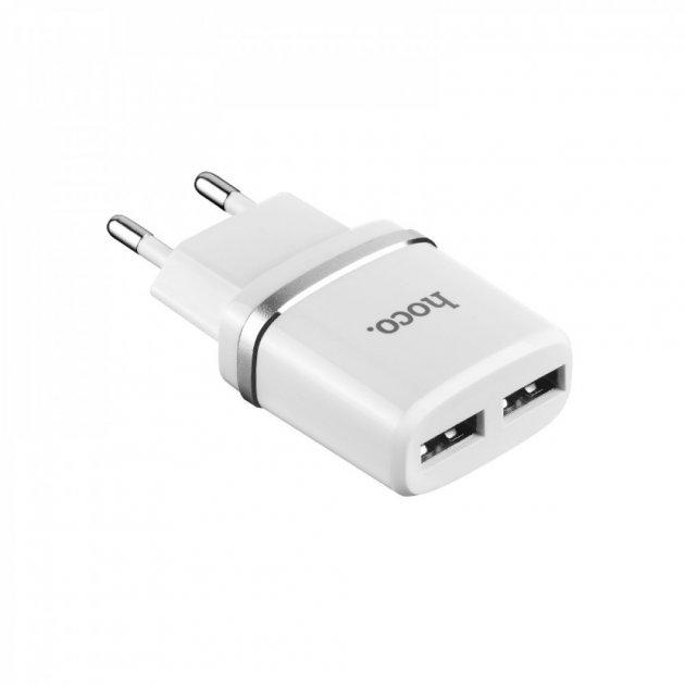 СЗУ адаптер 220V HOCO C12 2USB Smart 2.4A - фото 4 - id-p1457417582