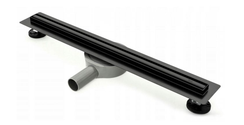 Трап душовий щілинний із неіржавкої сталі з поворотним сухим закривом Black (12х600 мм) Польща