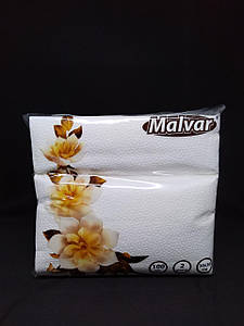 Серветка столова 100шт. "Malvar" 30*30 БІЛА (2-х шарова)