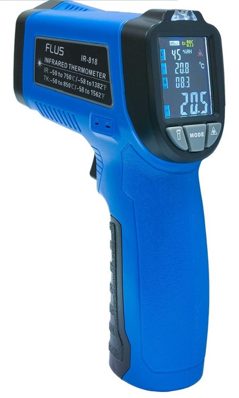 Пірометр-термогігрометр (-50...+750 °З, 13:1, %RH, DEW) FLUS IR-818