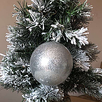 Новогодний шарик на елку Серебро с глиттером, пластик 10 см