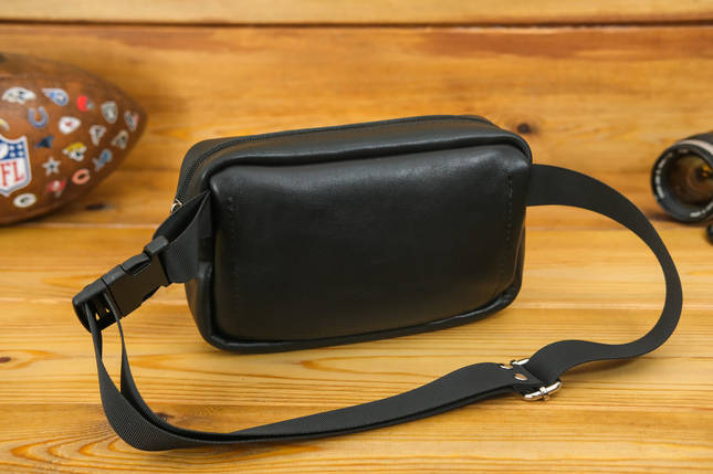 Шкіряна сумка Модель №58, натуральна Гладка шкіра, колір Чорний, фото 2