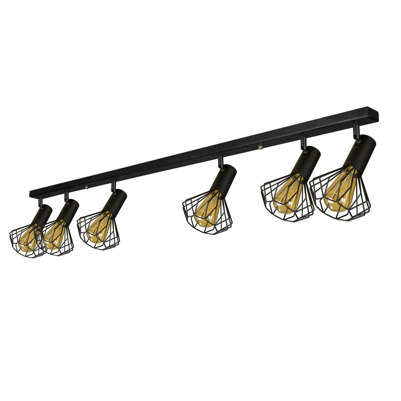 Світильник на планці з поворотними плафонами 6-Е27 Diadem NL 22151-6 BK, фото 1