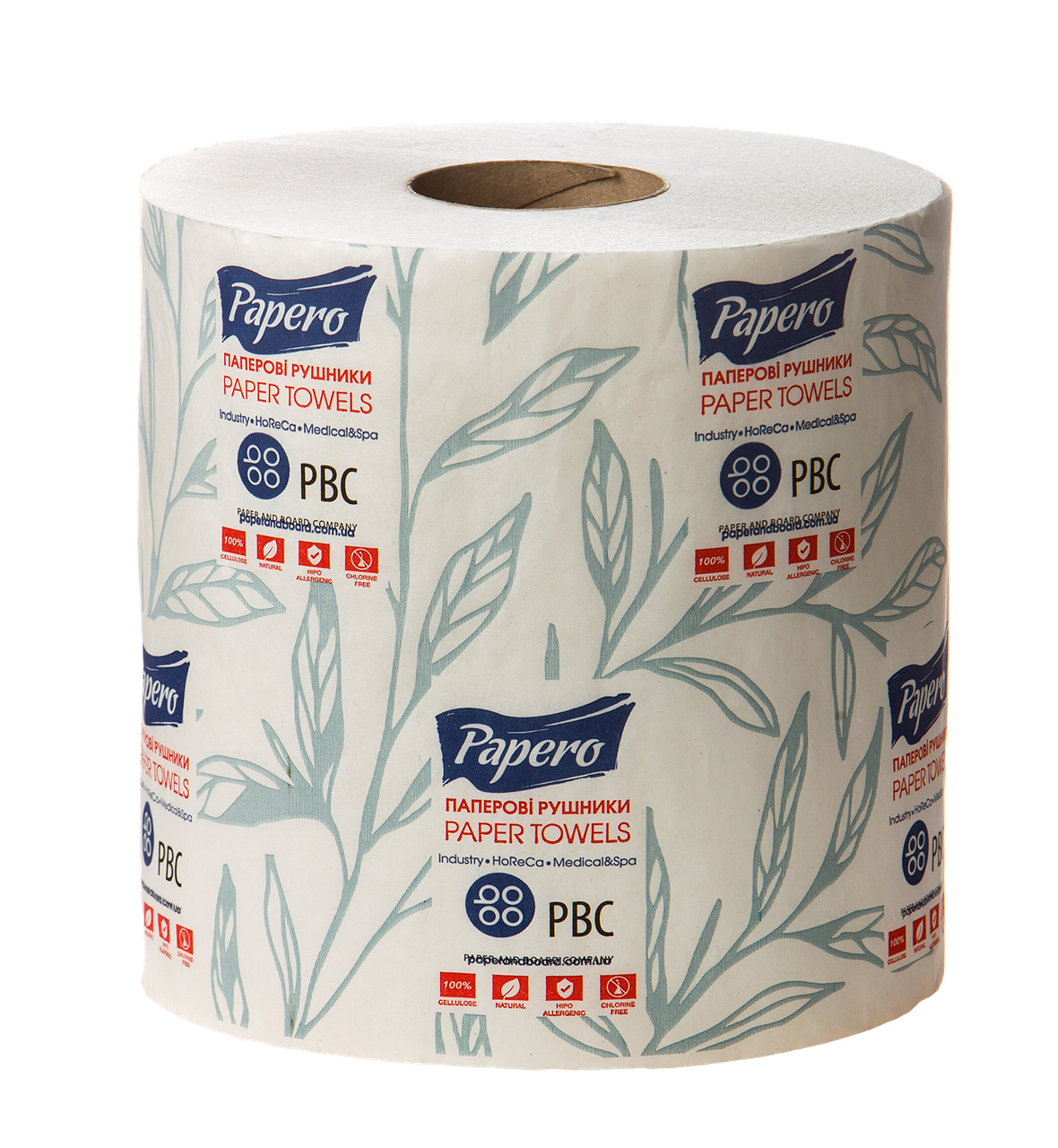 /Целюлозні рушники 100м на гільзі 2х сл білий PAPERO