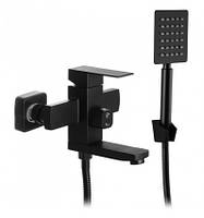 Змішувач для ванни чорний матовий з нержавійки MX KUB-009 (EURO) BLACK з лійкою