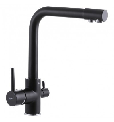 Змішувач для кухні з виходом для питної води ZX LR4055B-3 чорний матовий Чехія 5 лет гарантія