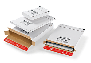 Кур'єрський гофропакет, самосборный, відривна стрічка, білий, 244х45х344 мм