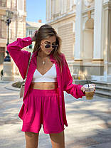 Стильний літній жіночий костюм Sunny сорочка вільного крою та зручні шорти Dslip3845, фото 3