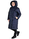 Женская зимняя курточка Пуховик Одеяло ниже колена от 46 до 68 размера цвет темно-синий, фото 3