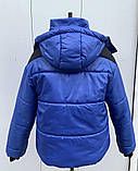 Женская зимняя стеганая короткая куртка с капюшоном на силиконе модель 29 цвет электрик, фото 3