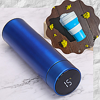 Комплект Термос питної + чашка силіконова складна Синій