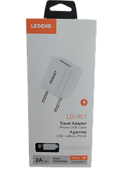 СЗУ адаптер 220V LEGEND LD901 1USB + iPhone 2A