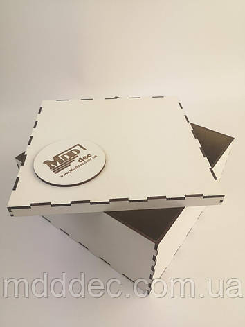 Коробка подарункова з кришкою з ДВП 15*15 біла, фото 1