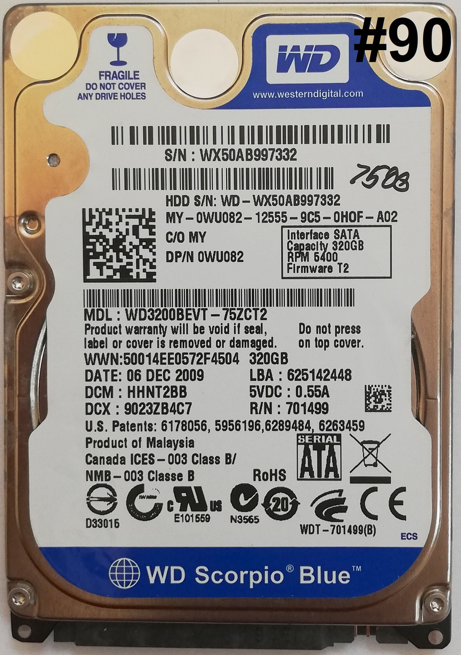 Жорсткий диск для ноутбука Western Digital Scorpio 320GB 8MB 5400rpm (WD3200BEVT) SATAII Б/В #90 Під сервіс