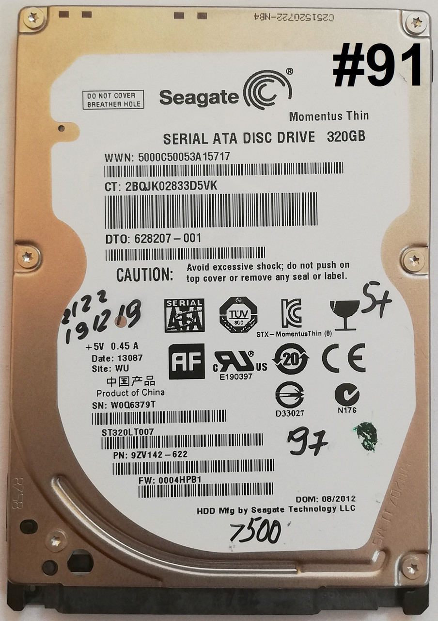 Жорсткий диск для ноутбука 320GB Seagate Momentus Thin 2.5" 7200rpm 16MB (ST320LT007) SATAII Б/В #91 Під сервіс