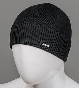 Язаная шапка без підкладки, з відворотом Nord (171812_бф), Чорний