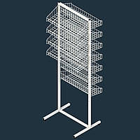 Стойка торговая двухсторонняя напольная 11 сетчатых полок
