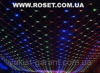 Новорічна LED гірлянда сітка 1,5х1,2 м (синя і мульти), фото 1