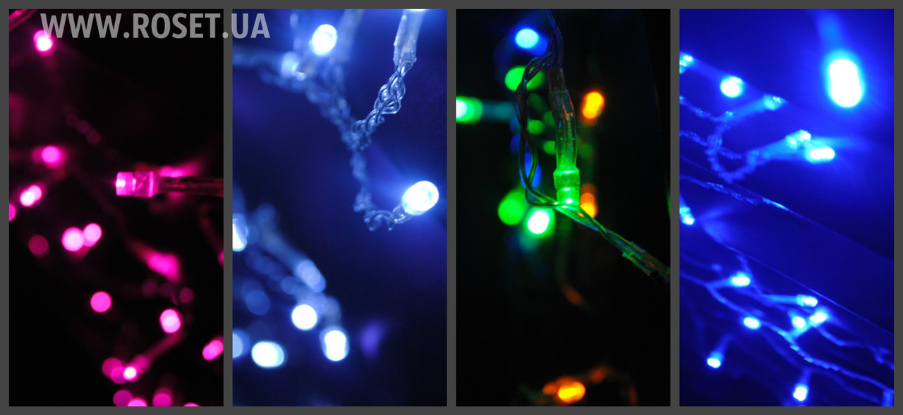 Гирлянда светодиодная бахрома 120 LED, 3 метра на 0,65 м ( белая, синяя) - фото 1 - id-p1457623447