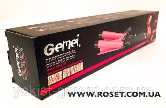 Потрійна плойка для волз Gemei GM - 1956 Professional Curling Iron, фото 1