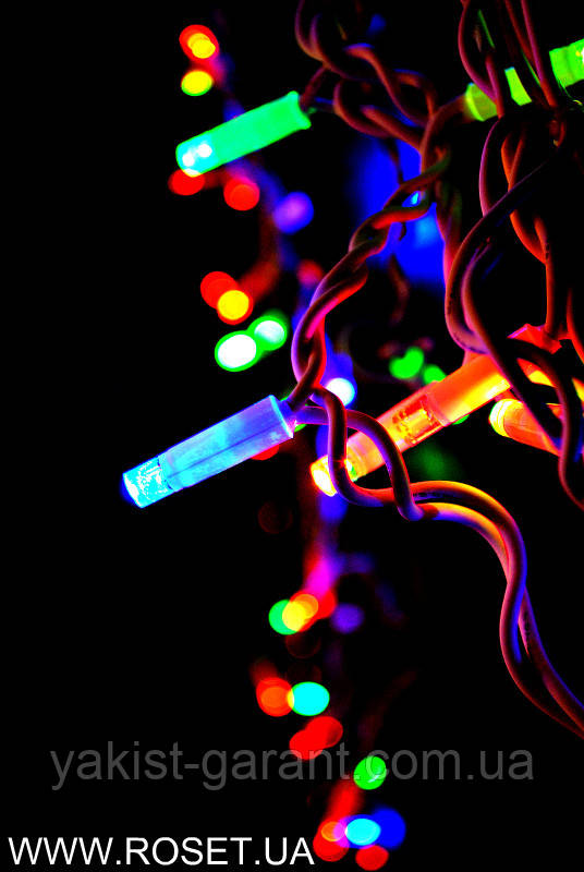 Фасадна 120 LED-гірлянда-бахрома, 3*0,7 м, мульти, білий, золотий, фото 1