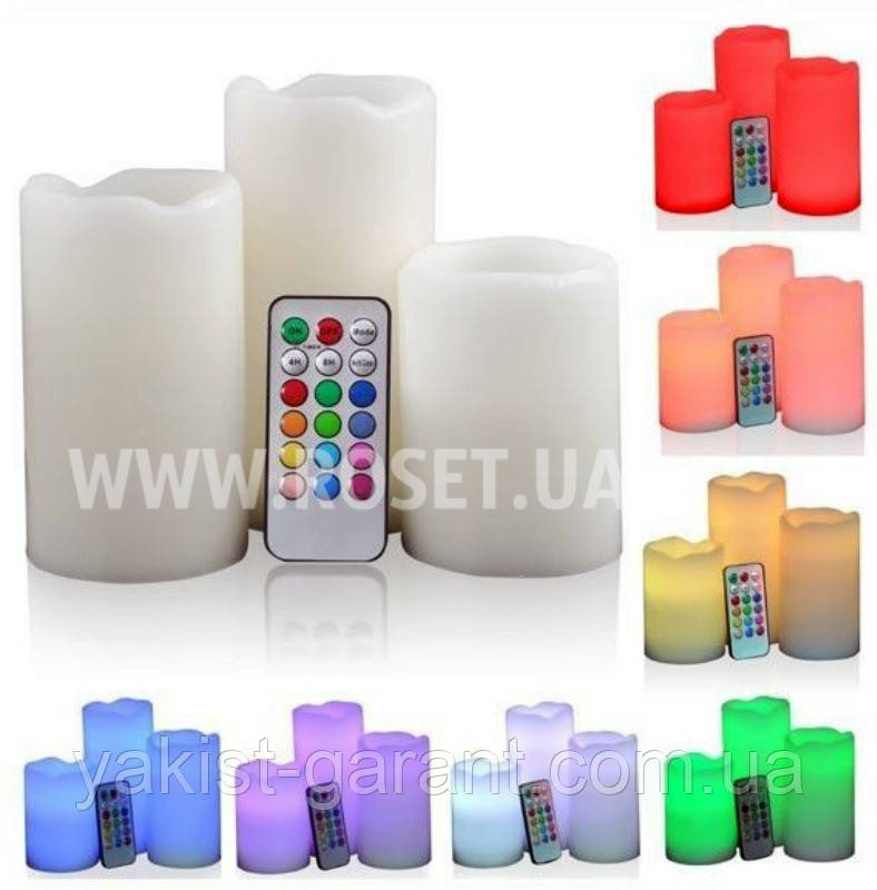 Набір світлодіодних свічок Color Changing Luma Candles (12 кольорів, пульт ДУ), фото 1