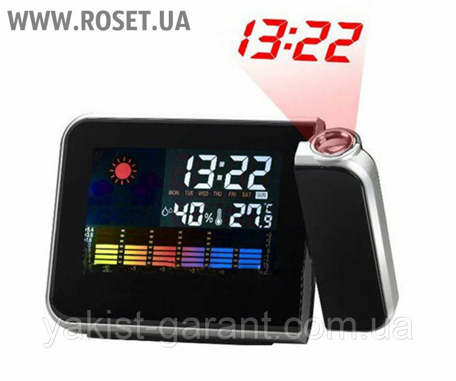 Годинник-проектор з домашньої метеостанцією Color Screen Calendar 8190, фото 1