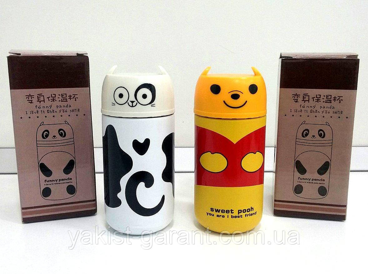 Дитячий термос - Звірятка (Котик, Вінні-Пух) 250 мл, фото 1