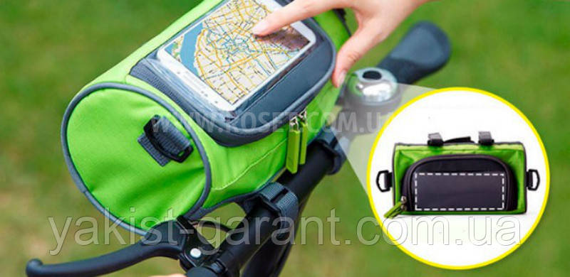 Велосипедна сумка-органайзер на кермо (Салатовий, Синій), фото 1
