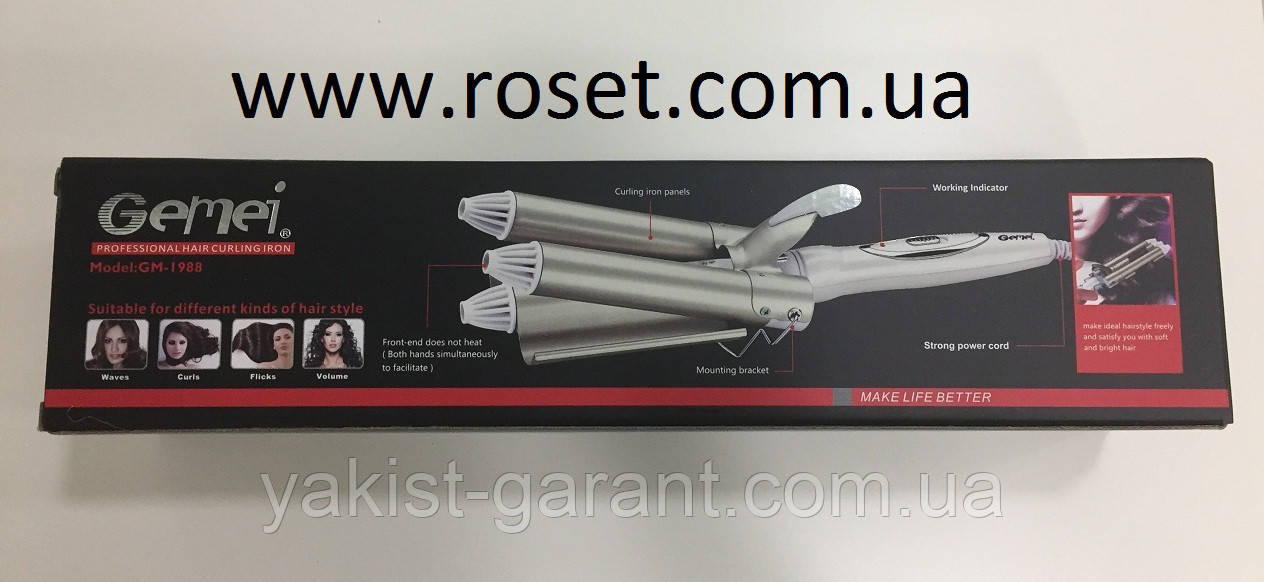 Плойка 3 в 1 з керамічним покриттям GЕMЕI GM 1988, фото 1