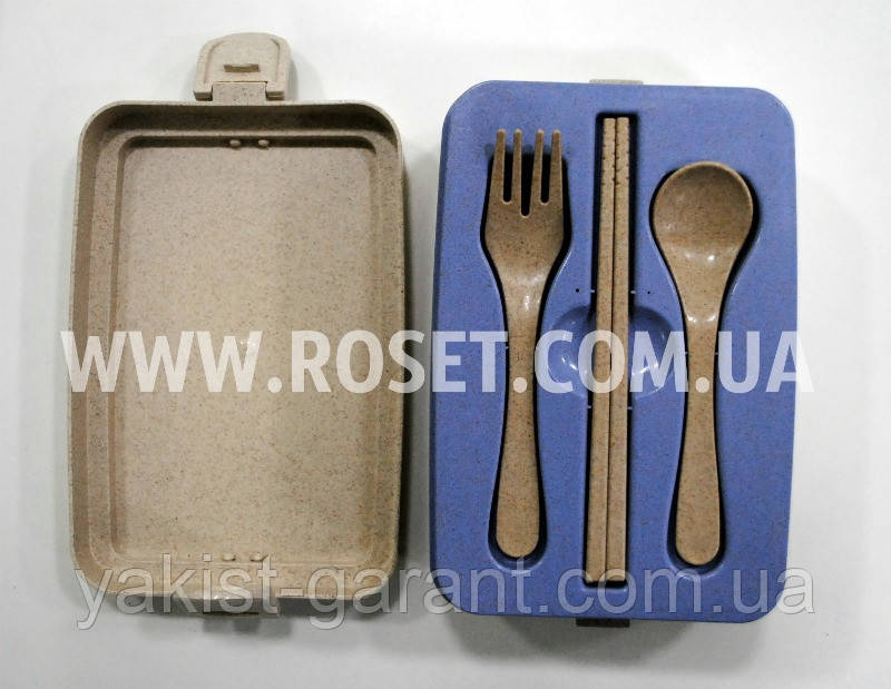 Ланч бокс з біопластика з приладами - Microwave Lunch Box YCJ-8007 (2 секції), фото 1