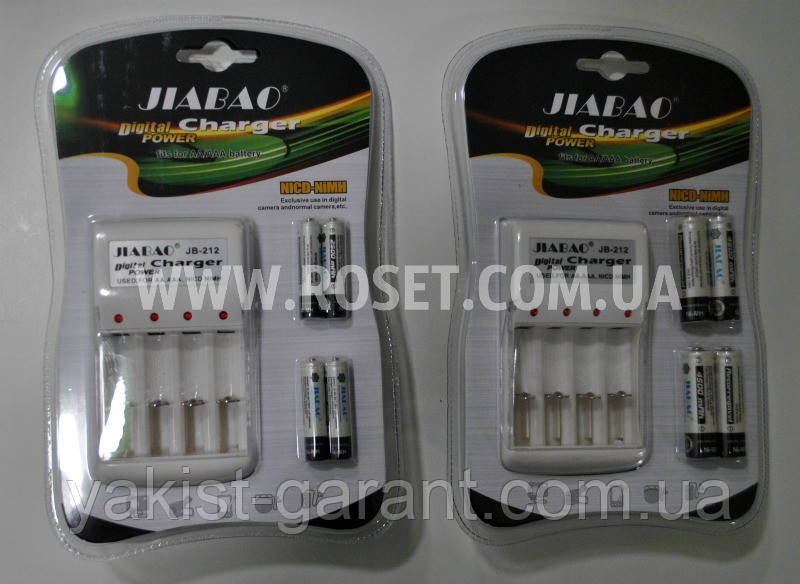 Зарядний пристрій для акумуляторних батарей - Jiabao Digital Power Charger JB-212 AA або AAA (в комплекті), фото 1