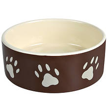 Миска для собак Trixie, керамічна, з лапками, коричнева, 0,3 л/12см, 24531