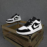 Жіночі кросівки в стилі Nike Air Jordan 1 low білі з чорним біла п'ятка, фото 10