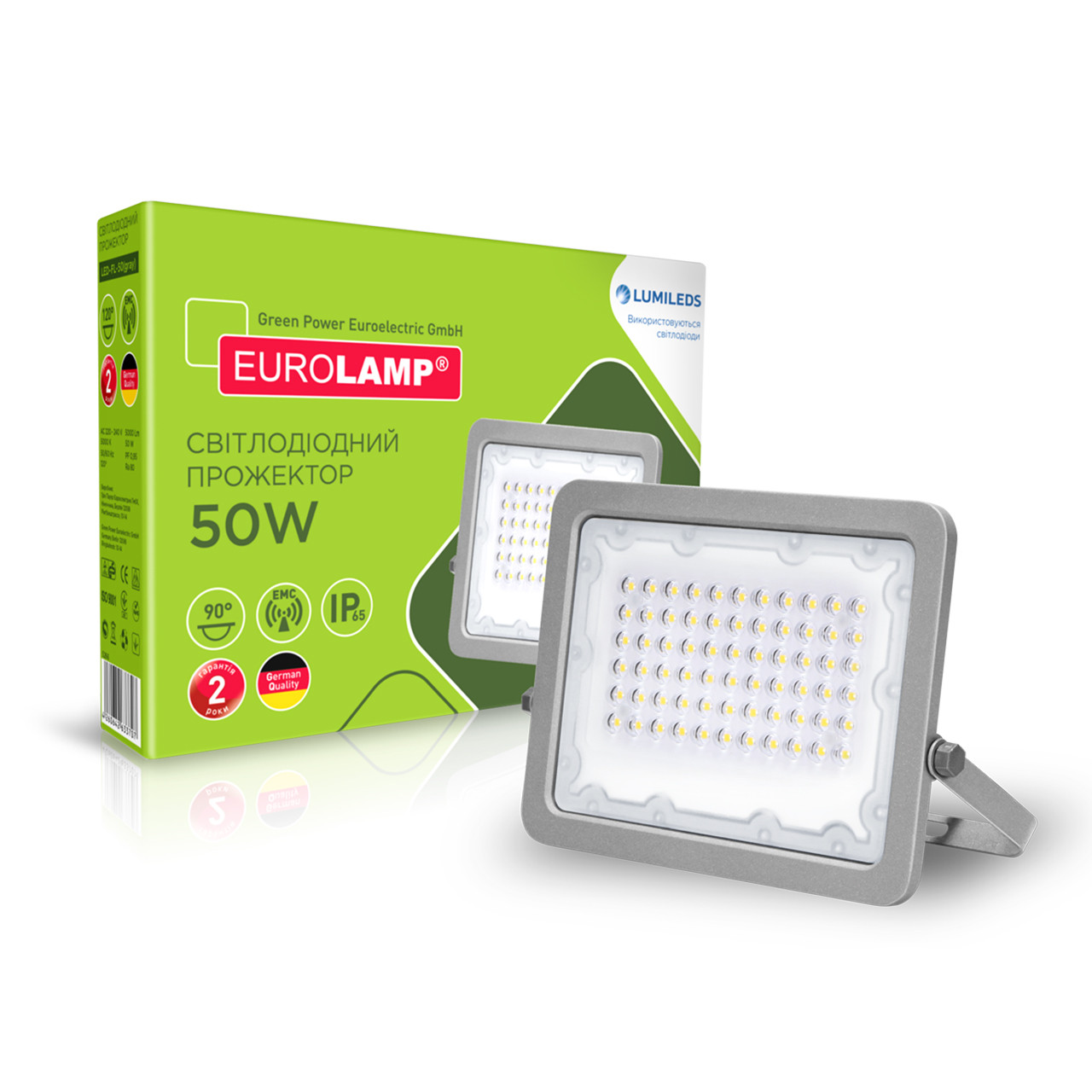 Світлодіодний EUROLAMP LED SMD Прожектор сірий з радіатором 50 W 5000 K