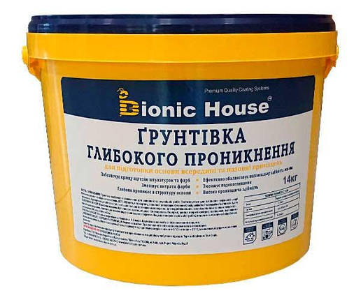 Грунт универсальный для минеральных поверхностей глубокого проникновения Bionic-House 10кг, фото 1