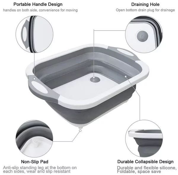 Доска-миска многофункциональная разделочная складная универсальная Kitchen Craft Серый - фото 7 - id-p1457653033