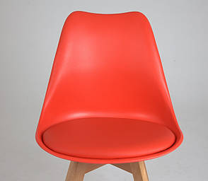 Стілець пластиковий на дерев'яних ніжках для дому / офісу /кафе  Milan, червоний 05, фото 2