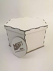 Коробка подарункова шестикутник із ДВП 25*12,5 біла, фото 3