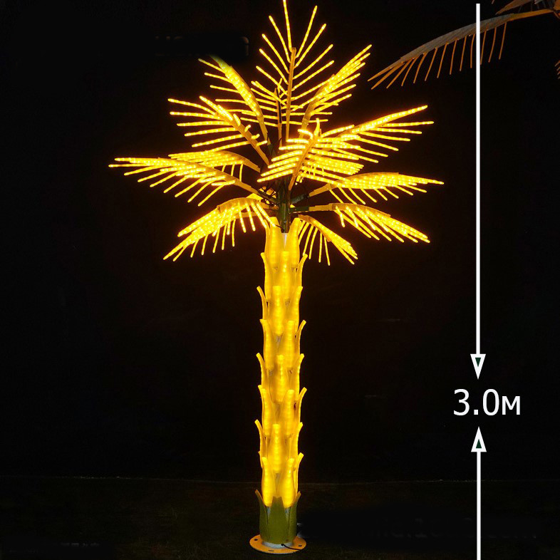Вуличне Світлодіодне Дерево  Пальма Жовтого кольору  габарити 3.0 * 2.0 метрів