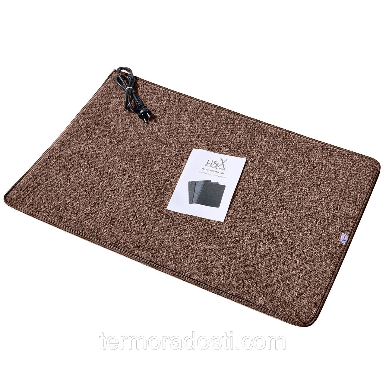 Інфрачервоний килимок з підігрівом LIFEX WC 50х100 Коричневий | Електрокилим для ніг Warm Carpet - фото 1 - id-p1457670375