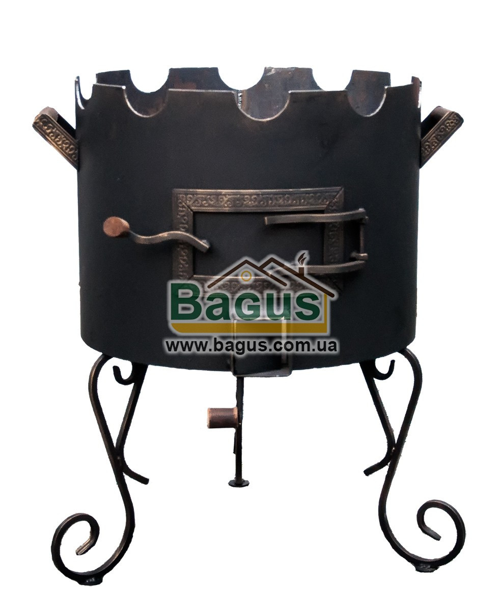 Піч ø50 см для татарського казана 18-32 л із кованими деталями, висока, товщина металу 3 мм