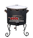 Піч під азійський (татарський) казан діаметр 50 см (товщина 3 мм) з кованими елементами висока (71 см), фото 4